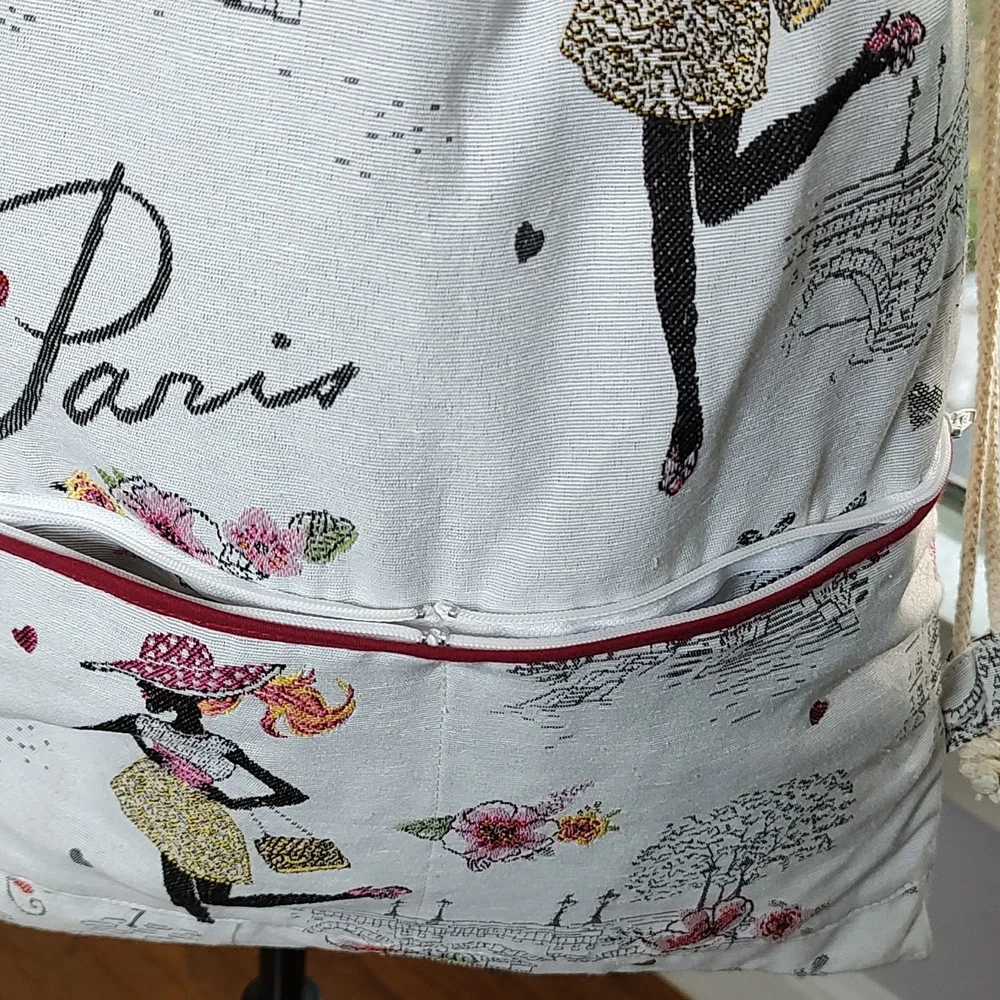 Phebus Et Boree French Backpack/Purse Paris Scene French Lady Unique Embroidered